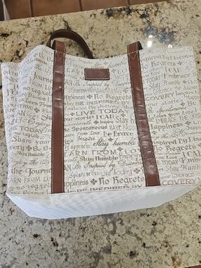 Patricia Nash 10th Anniversary Inspirational Script Tote -  20" x13”